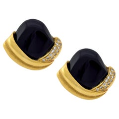 Boucles d'oreilles Marlene Stowe or jaune 18 carats diamant onyx