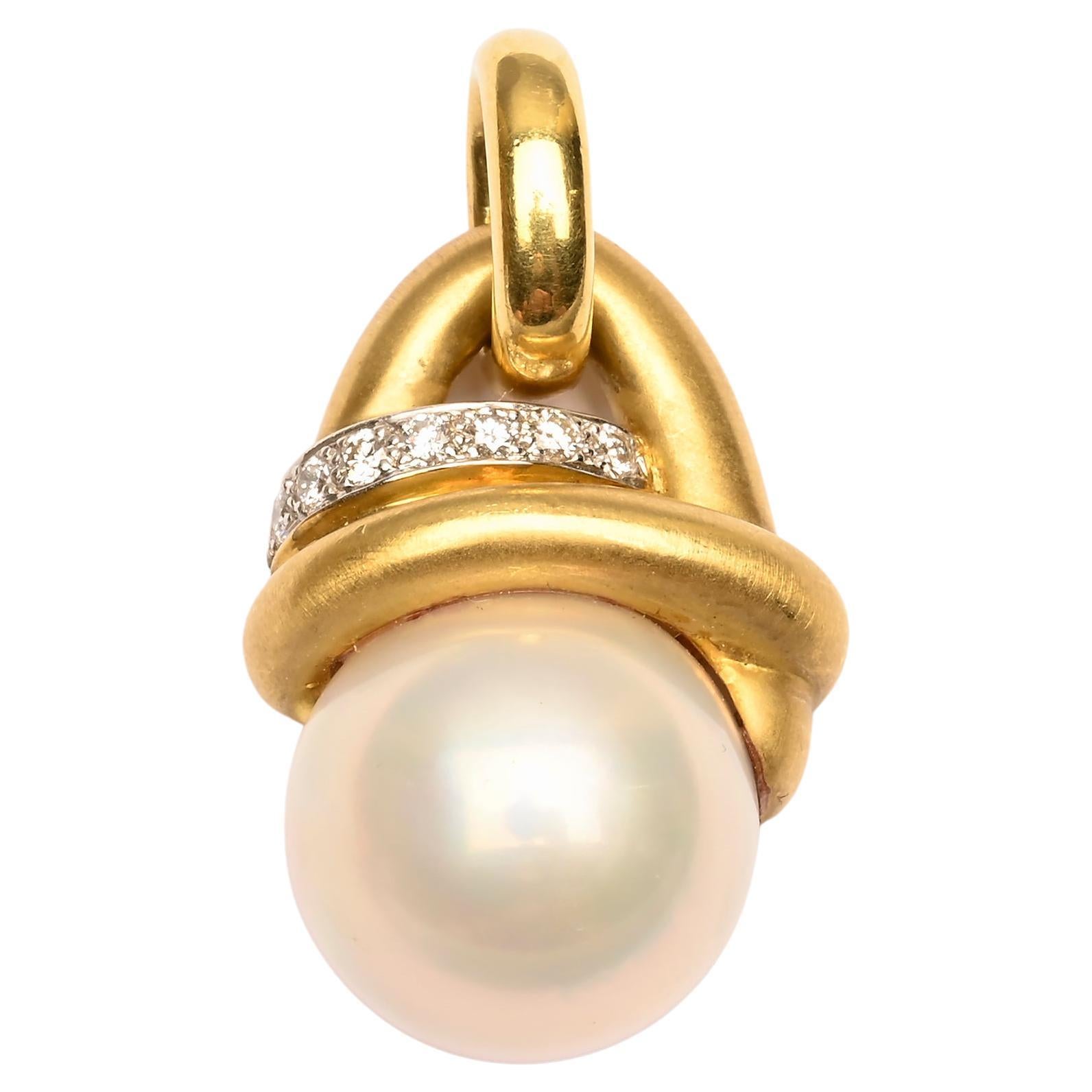 Marlene Stowe Pearl Pendant with Diamonds