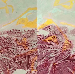 Crossing Over - Abstract Mountain Landscape Diptych Painting
