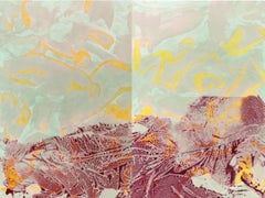 Crossing Over - Abstract Mountain Landscape Diptych Painting