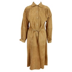 Marlet Beige Suede Leather Vintage Sheath Dress