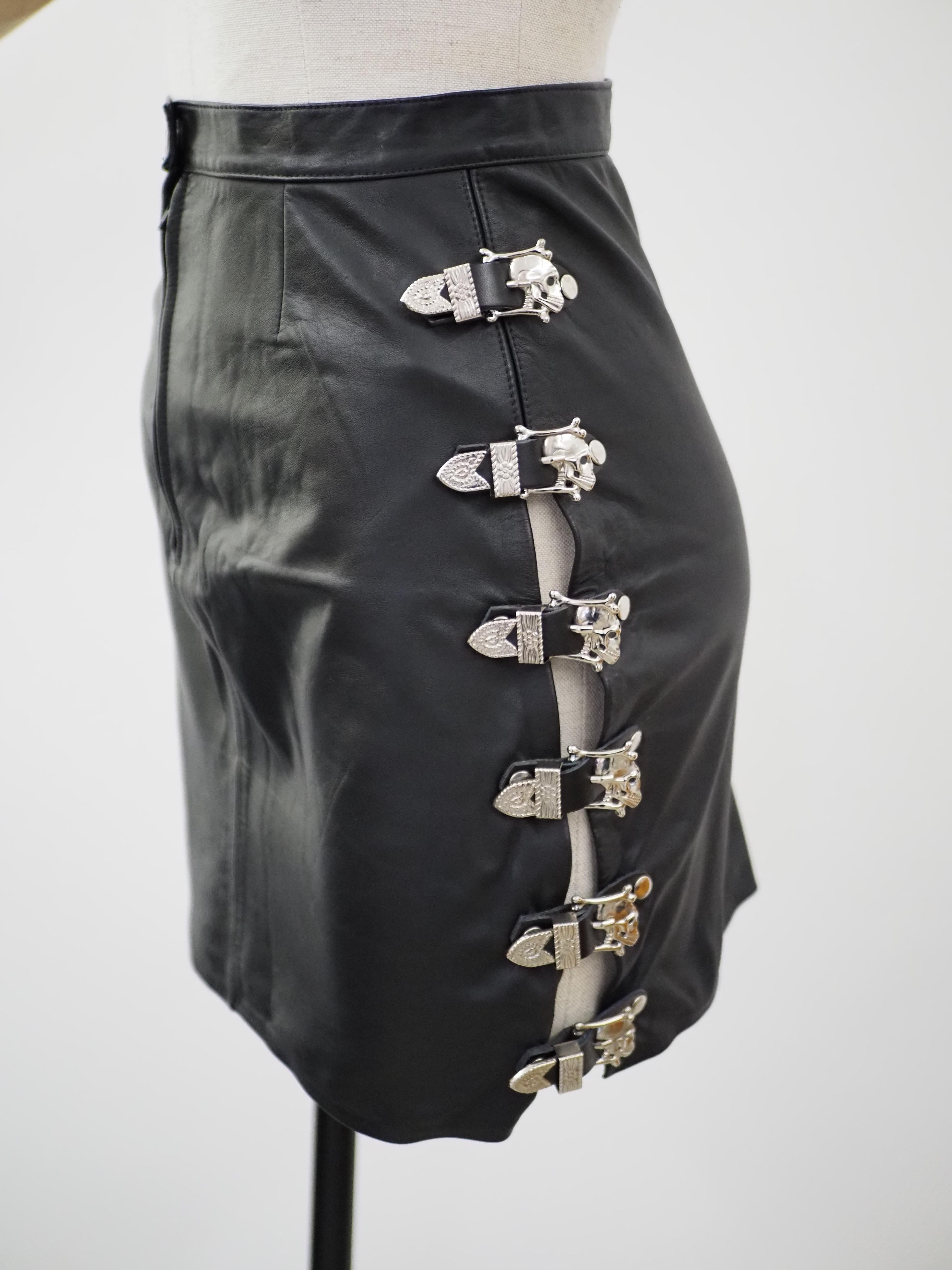 Black Marley black leather skirt For Sale