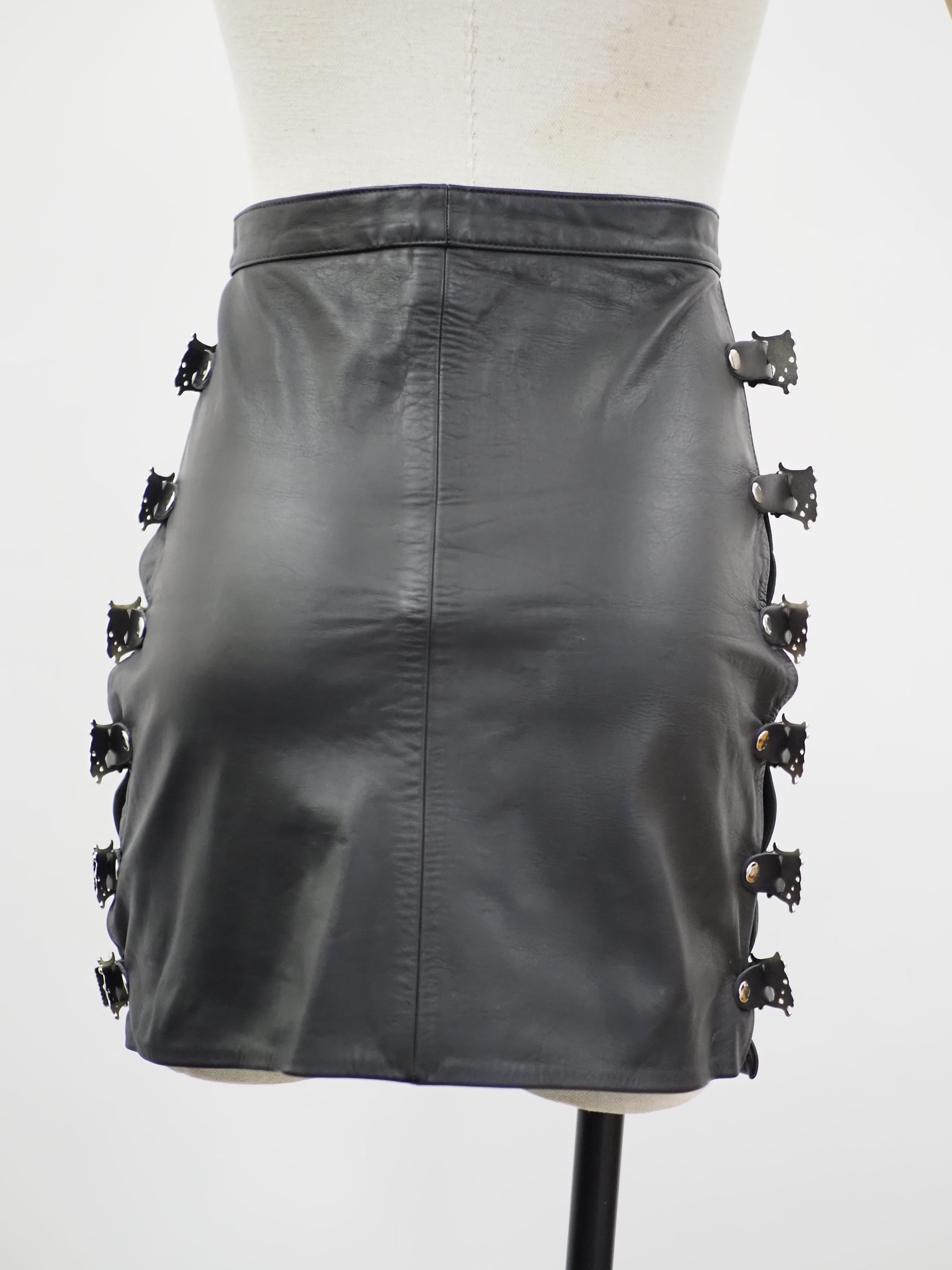 Marley black leather skirt For Sale 1