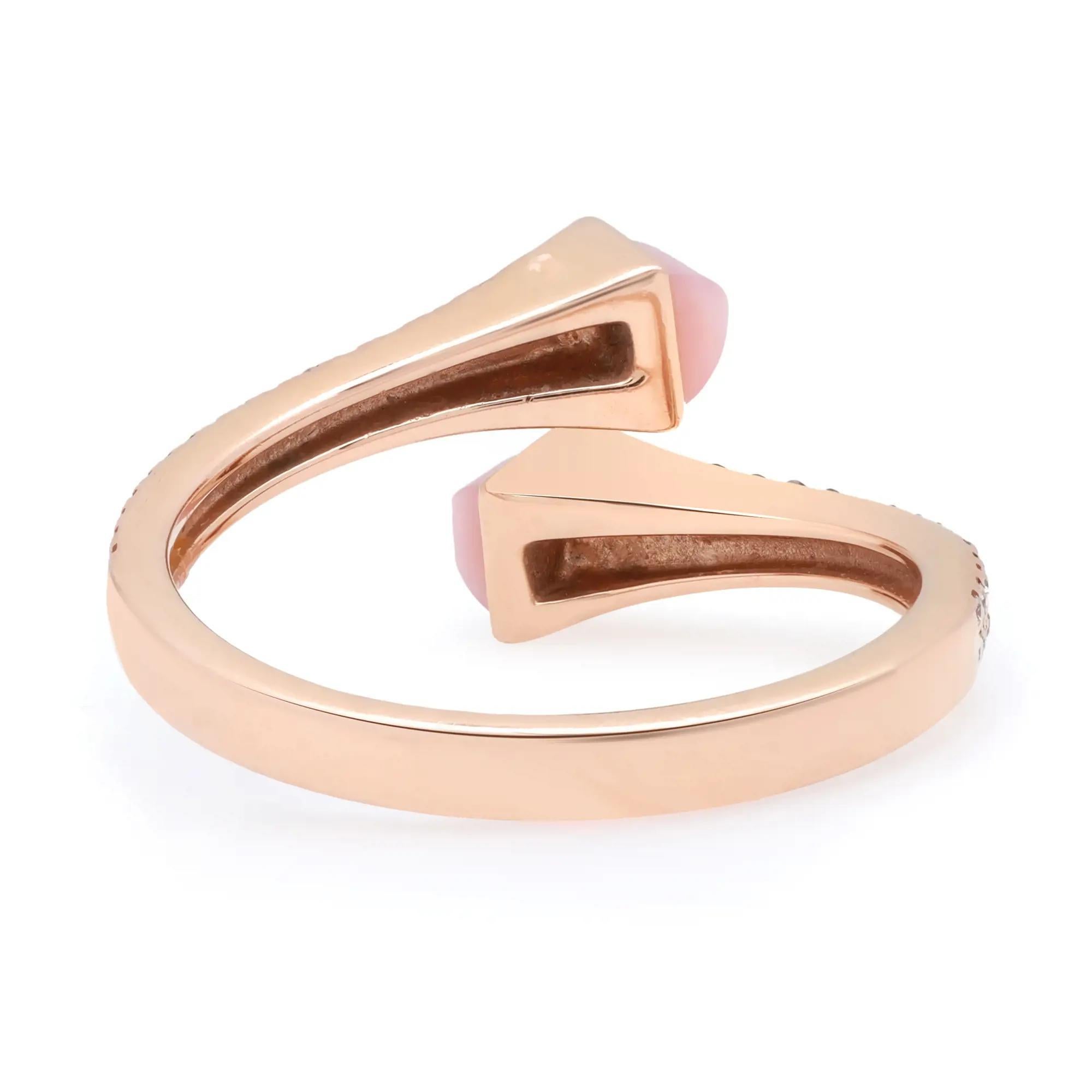 Modern Marli Cleo Diamond and Rose Quartz Ring 18K Rose Gold 0.35Cttw Size 7