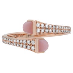 Marli Cleo Diamond and Rose Quartz Ring 18K Rose Gold 0.35Cttw Size 7