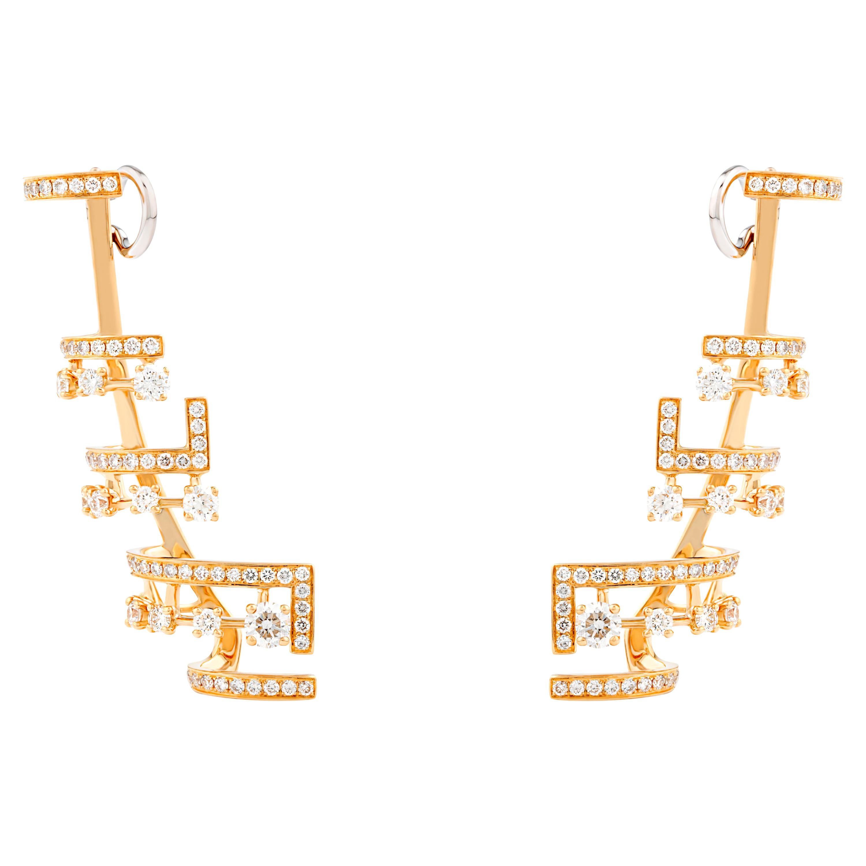 Marli New York 18 Karat Gold and Diamond Avenues Earrings For Sale