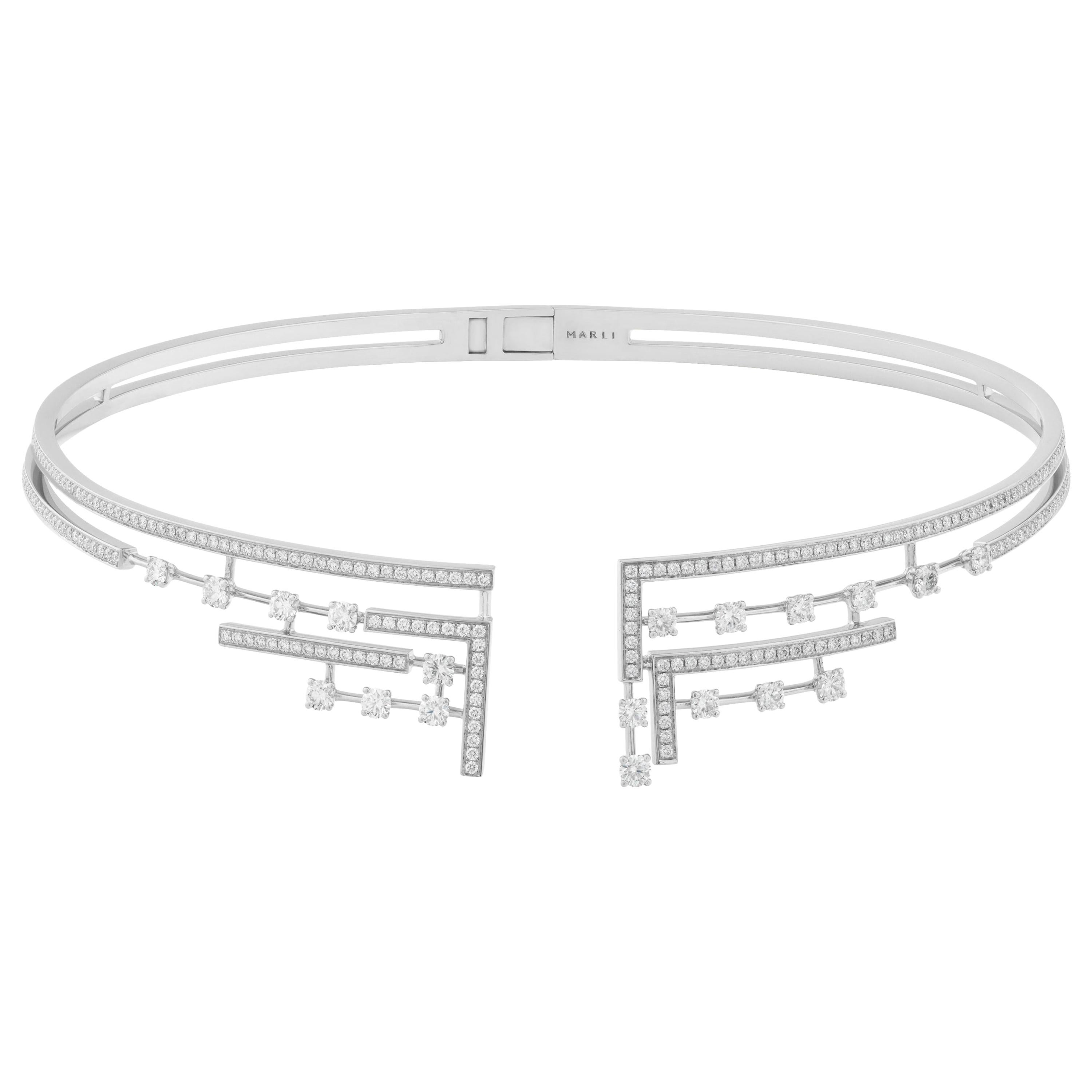 Marli New York 18 Karat Gold and Diamond Avenues Hinged Collar For Sale