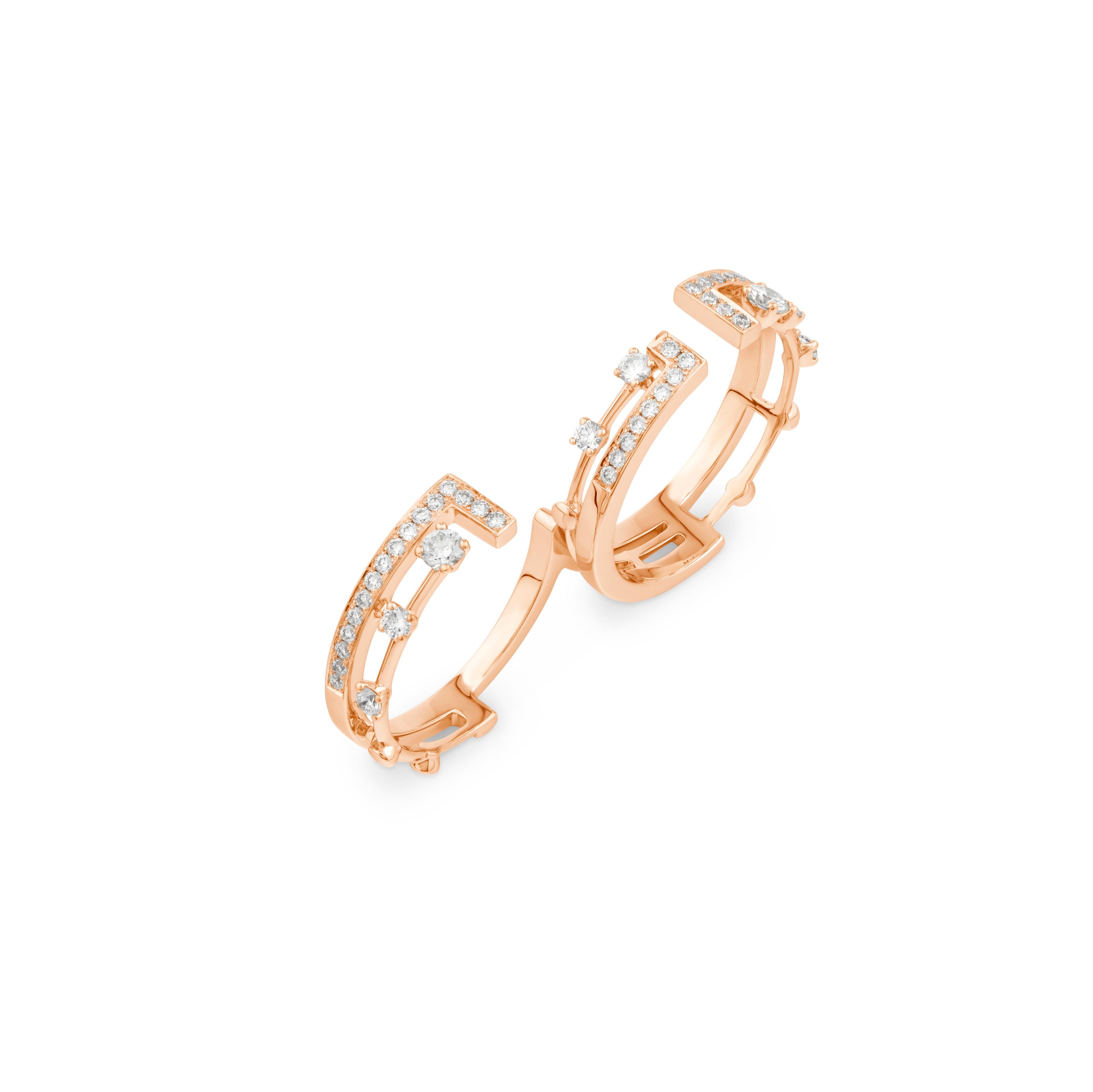 As dynamic and iconic as the streets of Manhattan, the Avenues Multi-Finger Ring rests across two adjacent fingers with an asymmetrical pattern of brilliant cut diamonds. Crafted in your choice of 18K white, rose, or yellow gold, this contemporary