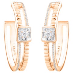 Marli New York 18 Karat Gold Deco Square Hoop Earrings