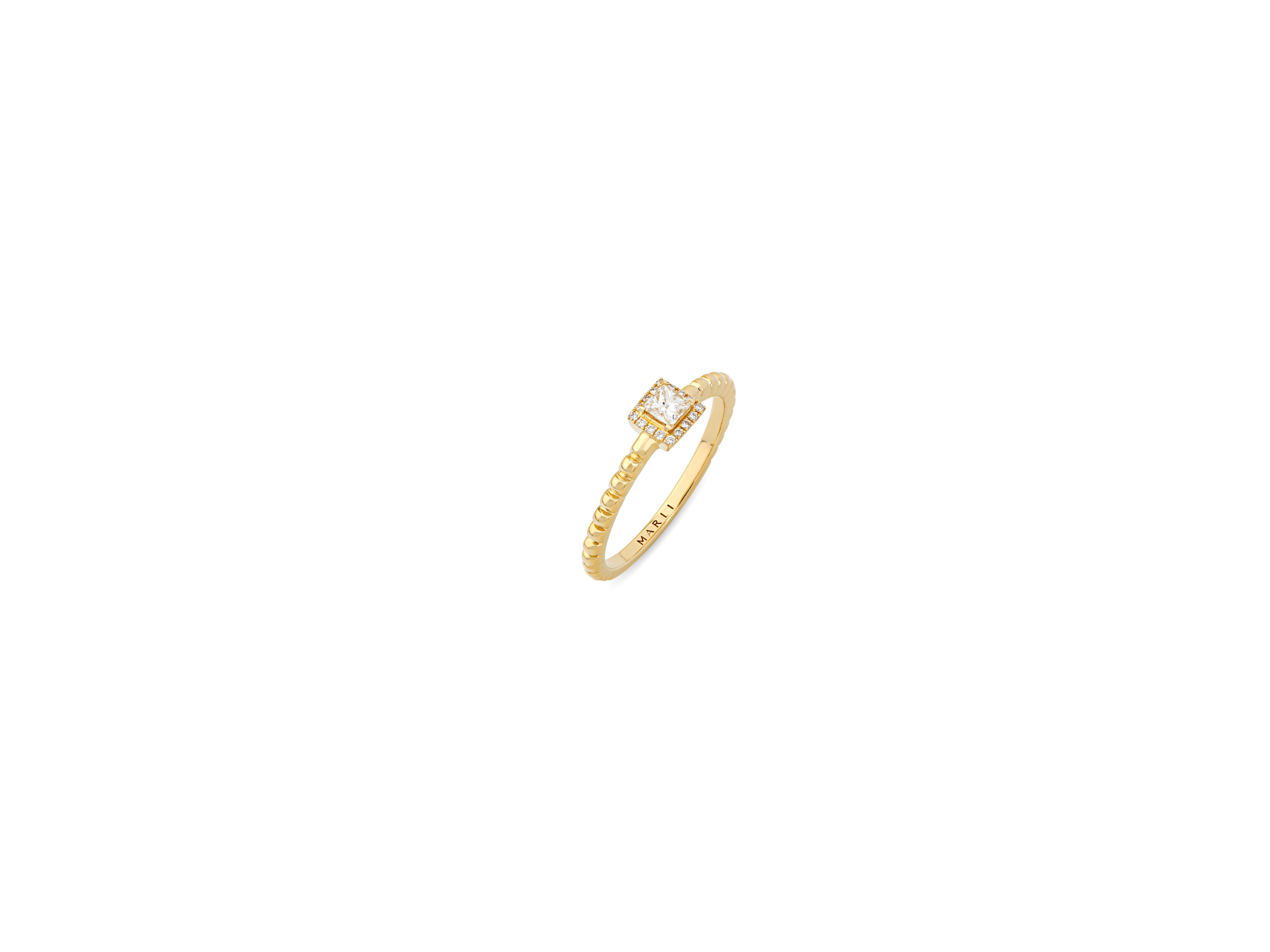 Contemporary Marli New York 18 Karat Gold Rock Square Ring For Sale