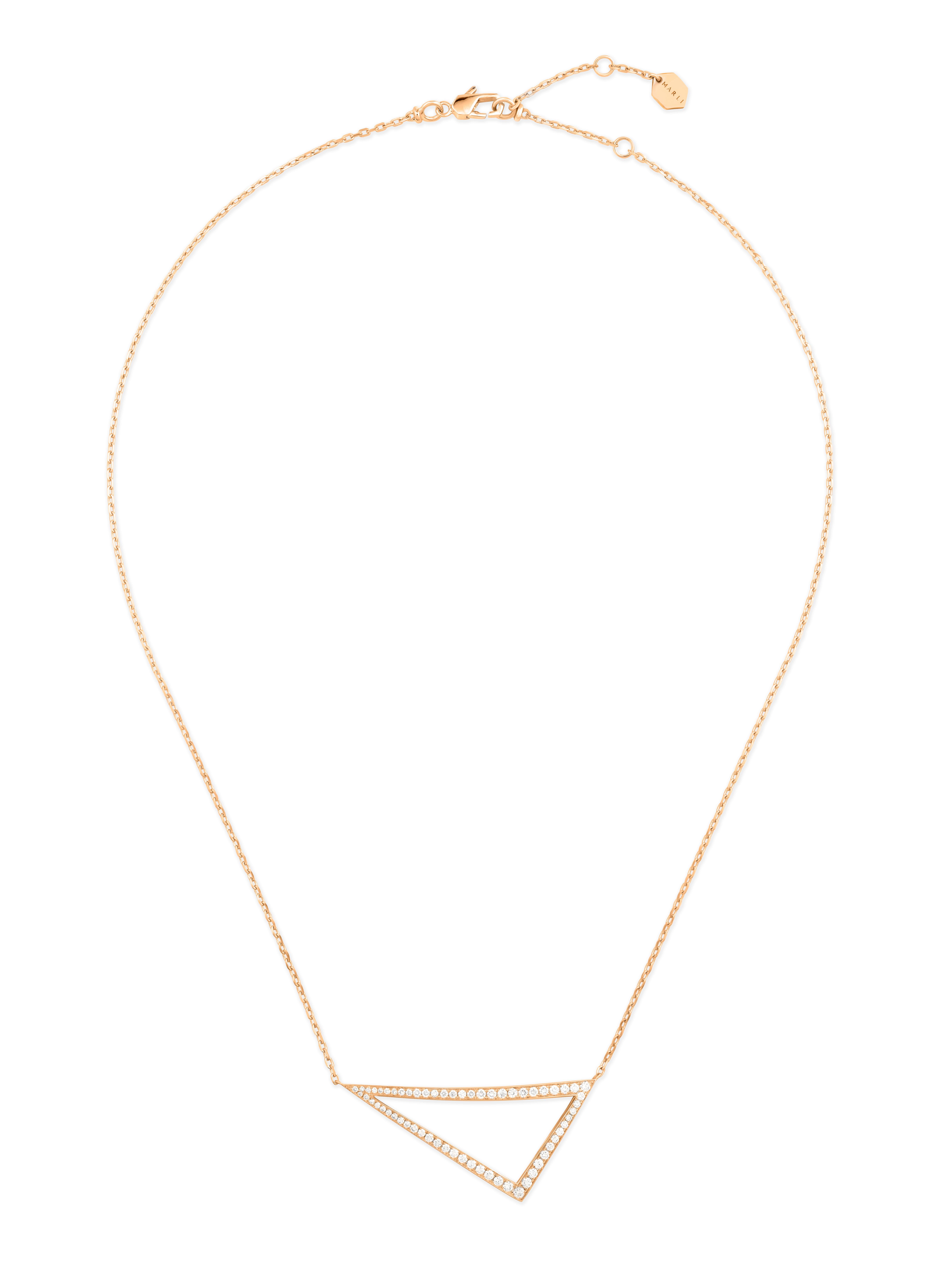 Inspired by the interplay of shadow and light of New York  City’s architecture, the Dahlia Chain Necklace is available in 18K white, rose, and yellow gold.