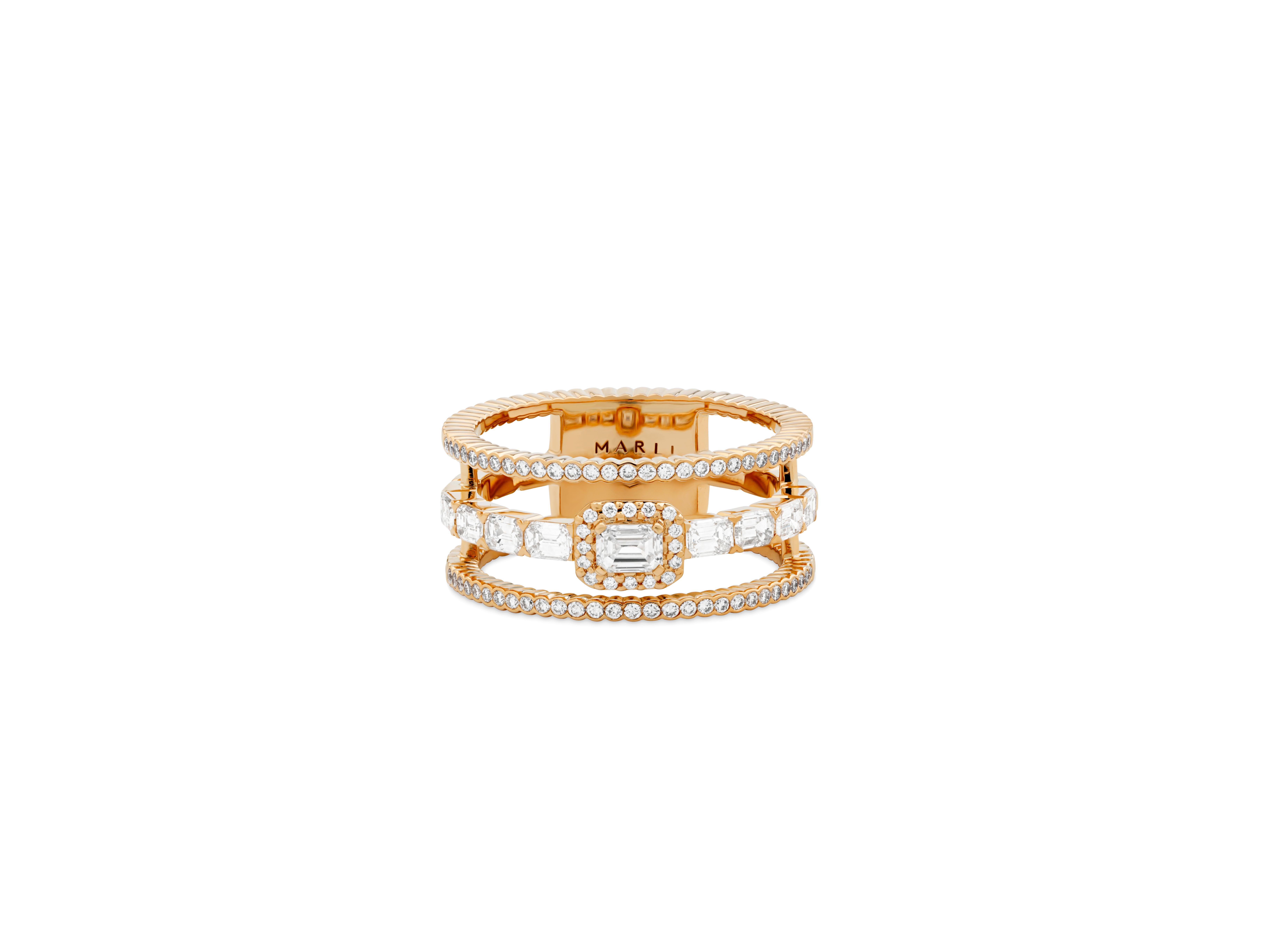 MARLI New York 18 Karat Gold FIFI Emerald Diamond Ring For Sale 1