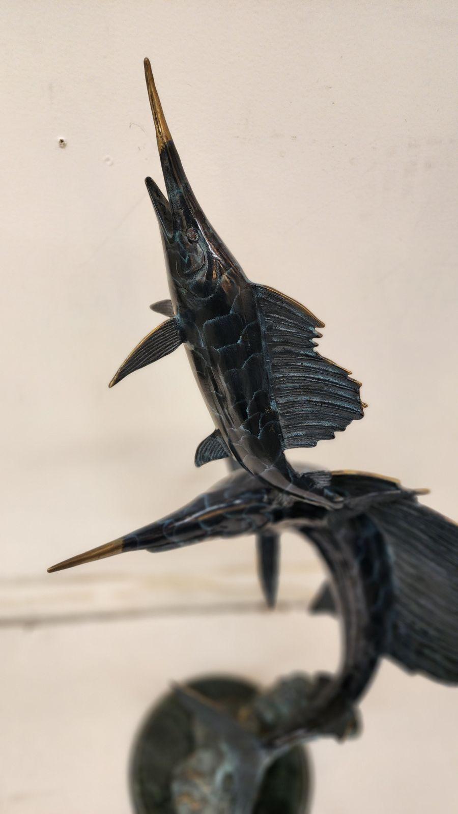 Bronze Sculpture en bronze A Marlin, poisson-voile et espadon en vente