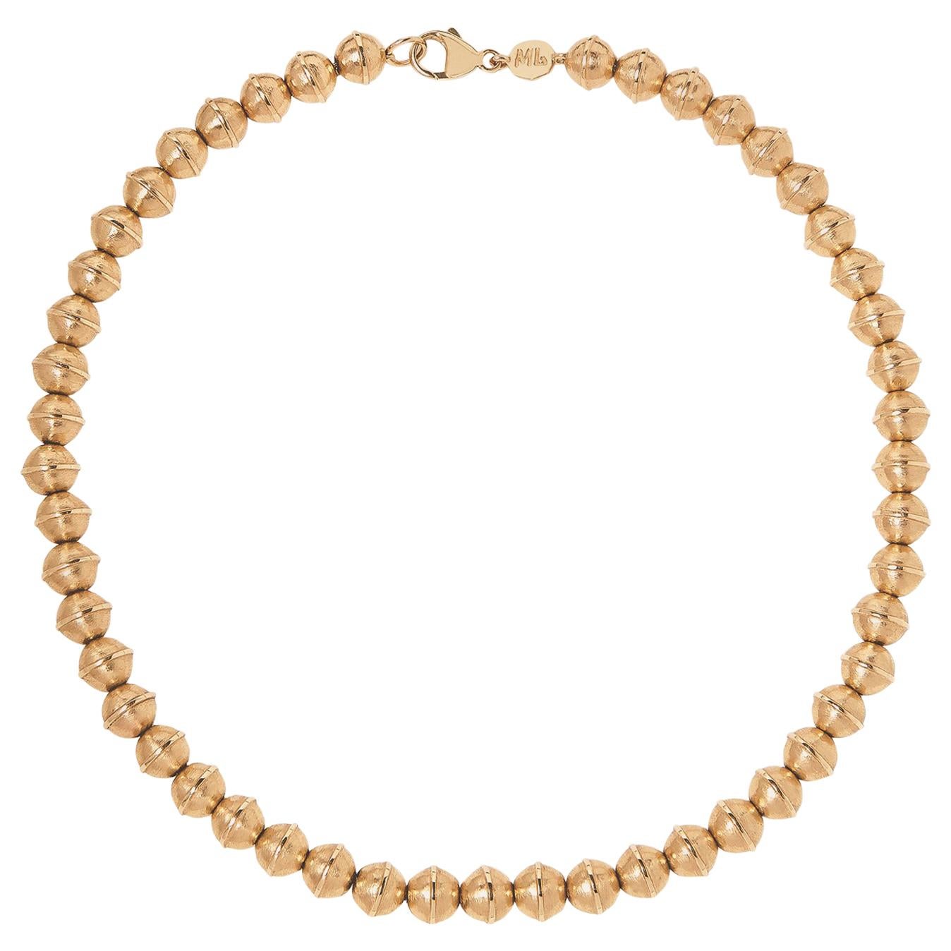 Marlo Laz 14 Karat Gelbgold Perlen Squash Blossom Südwest-Kragen-Halskette im Angebot