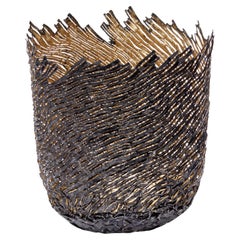 Marloes Strata, a Unique Steel & Moon Gold Sculptural Vessel by Claire Malet