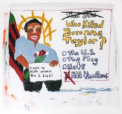 Justice for Breonna Taylor-Acrylic Paint, Cotton, Latex, Text, Social Commentary