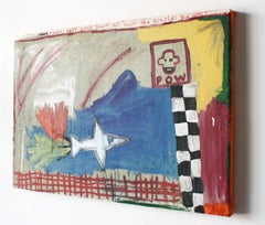 Planes Keep Going Down- Canvas, Latex, Spray Paint, Oil, Pattern, Primary Colors