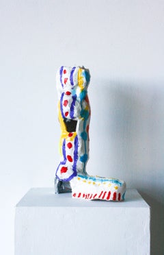 Clown Leg- Acrylic Paint, Ceramic, Oil Paint, Pattern, Text, Abstract, Sculpture