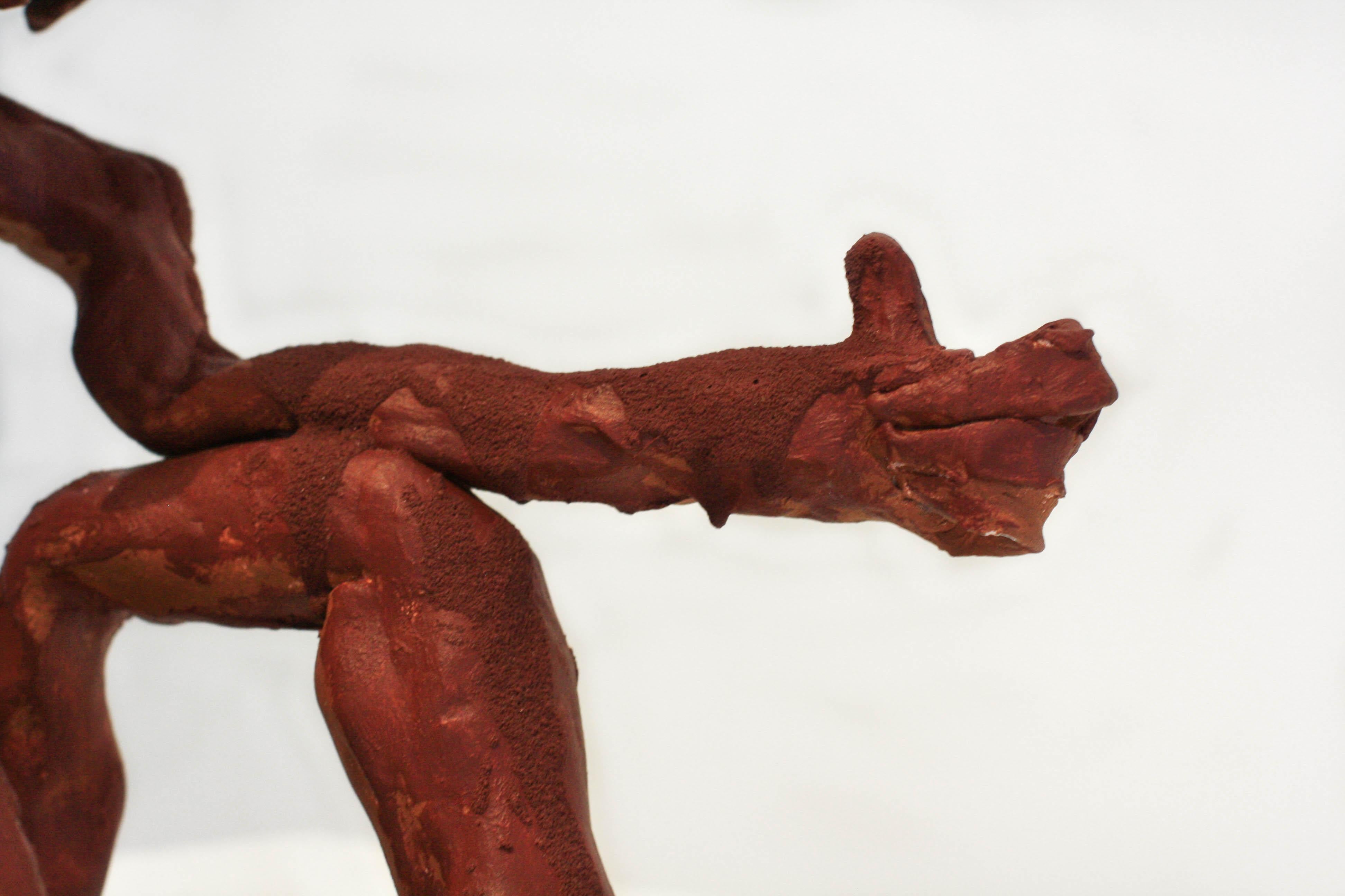 Nakkid Pray- Figurative Sculpture, Ceramic, Oil Paint, Latex, Earth Tones For Sale 4