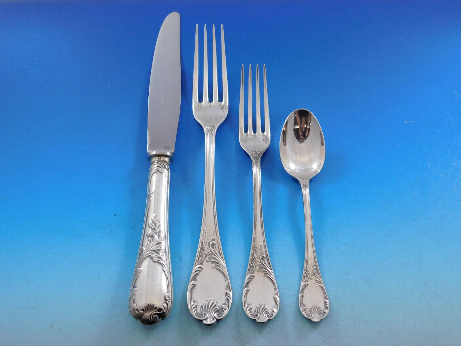 Marly by Christofle France Silverplate Flatware Service 12 Set 75 Pieces Dinner In Excellent Condition In Big Bend, WI