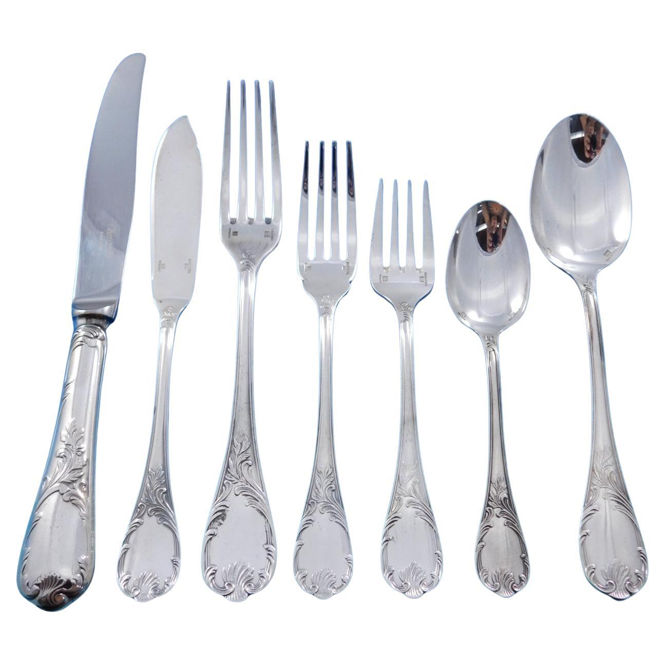 Marli by Christofle France Silverplateware Service 12 Set 90 pcs Dinner