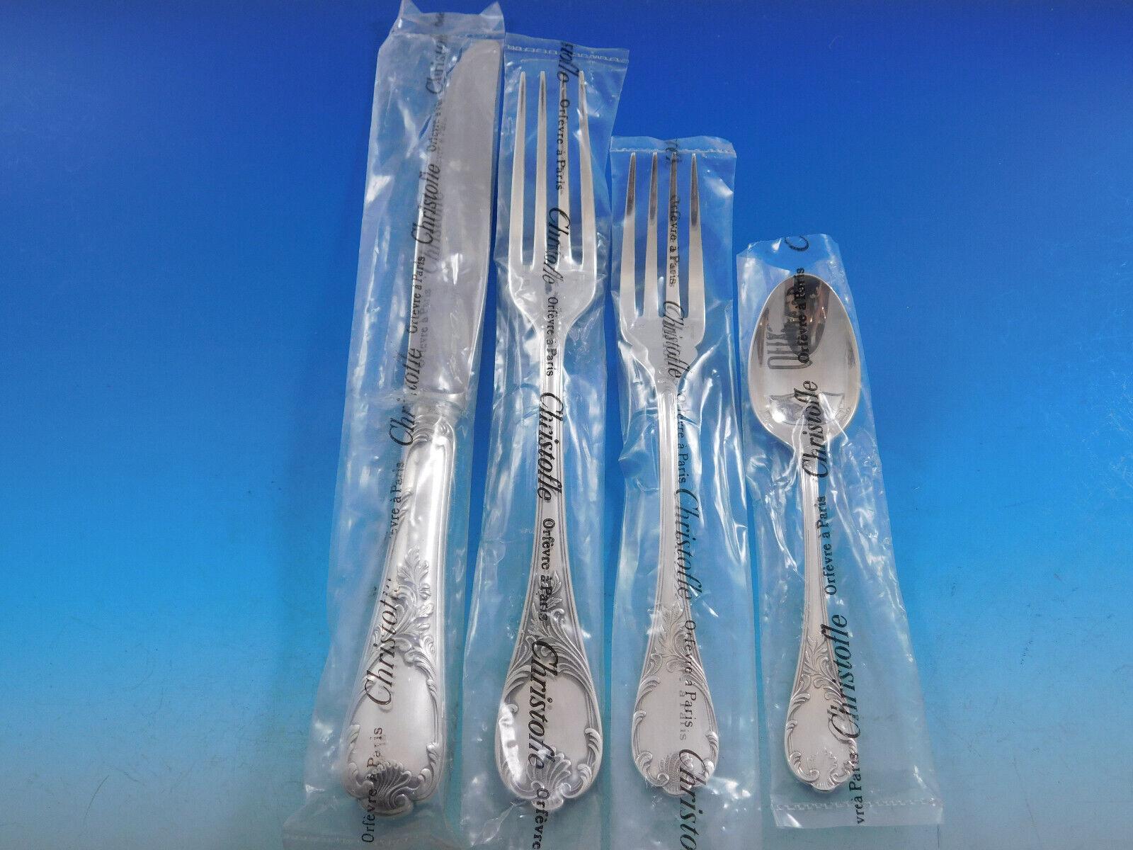 Marly by Christofle France Silverplate Flatware Service Set 51 Pcs Dinner Unused In Excellent Condition For Sale In Big Bend, WI