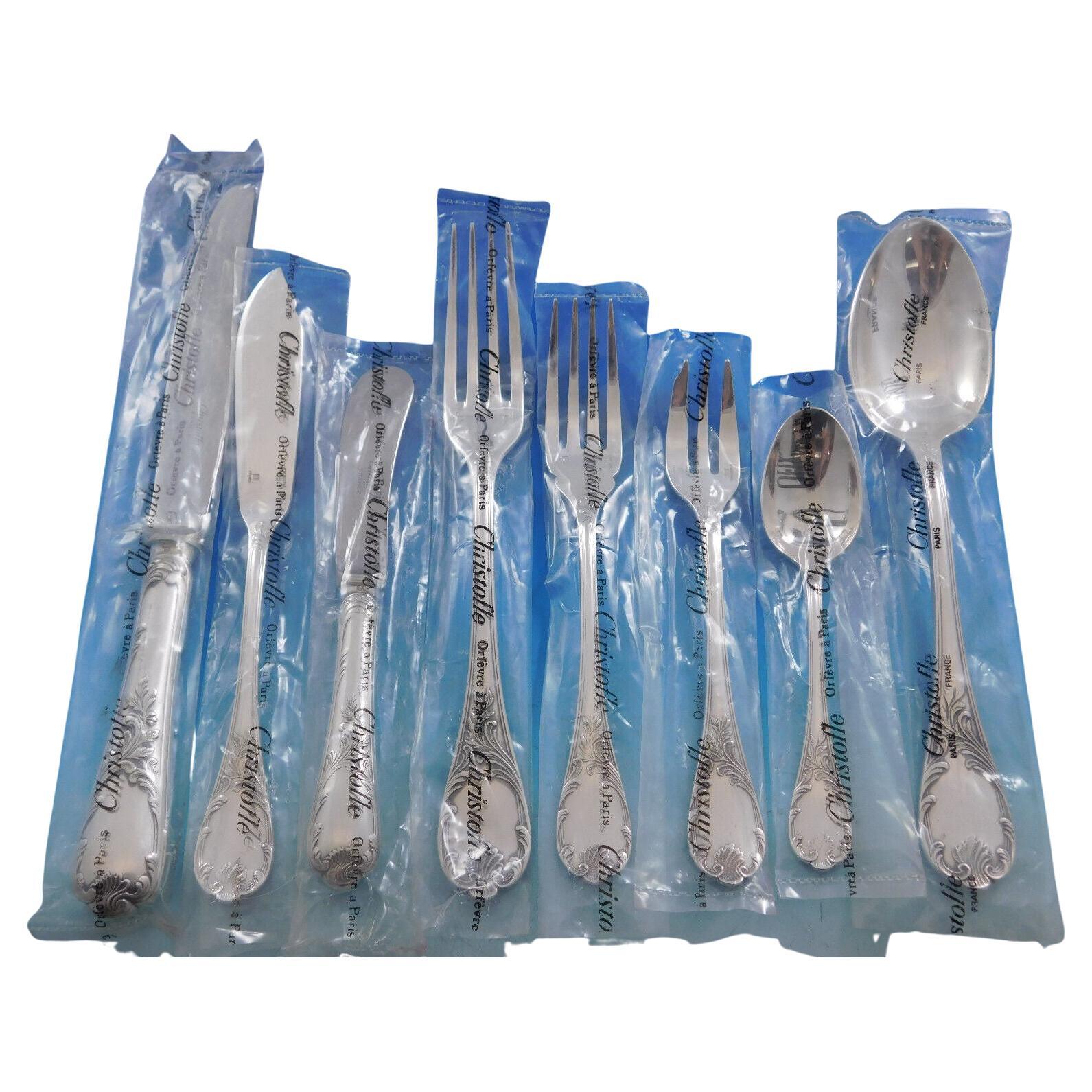 Marly by Christofle France Silverplate Flatware Service Set 51 Pcs Dinner Unused For Sale