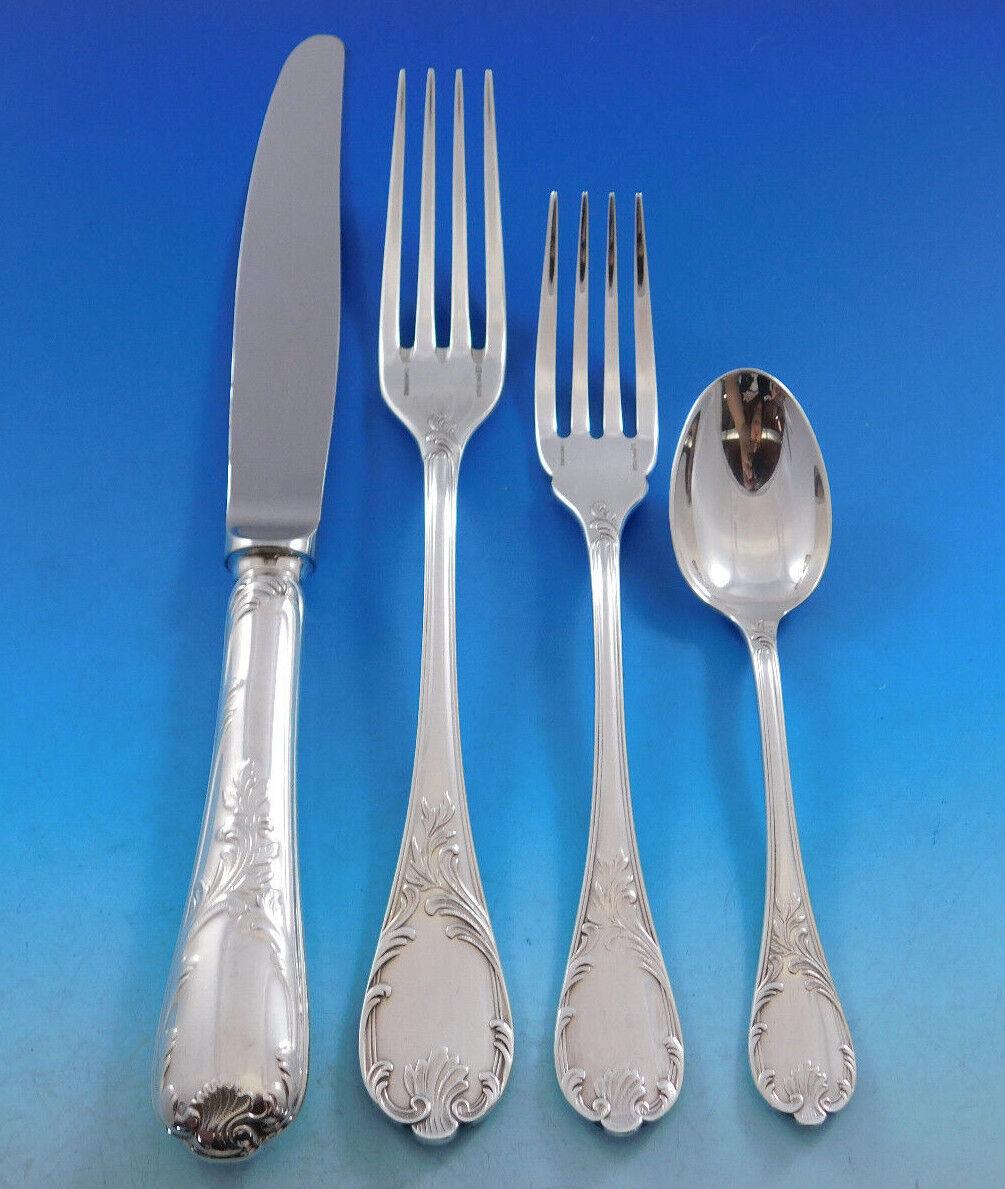 Marly by Christofle France Sterling Silver Flatware Service Set 63 Pcs Dinner In Excellent Condition In Big Bend, WI