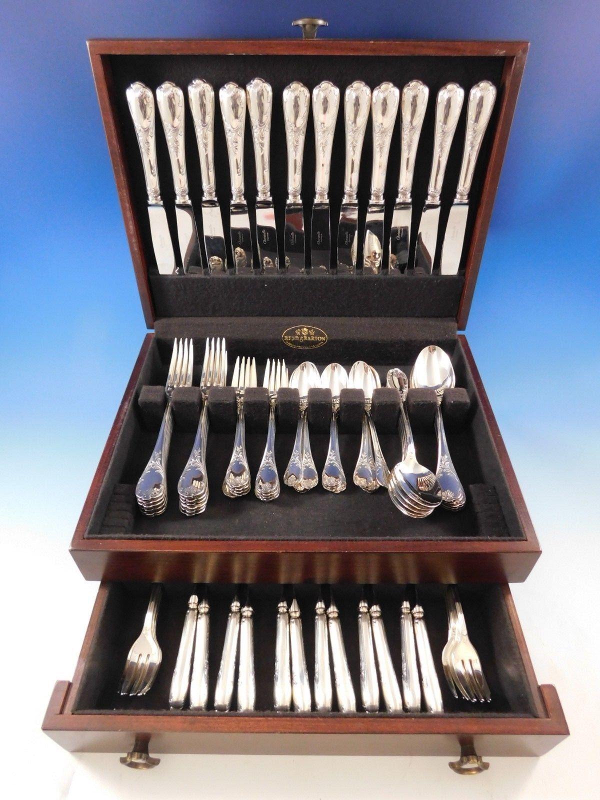 Beautiful dinner size Marly by Christofle silver plate flatware set of 84 pieces. This set includes:

12 dinner knives, 10