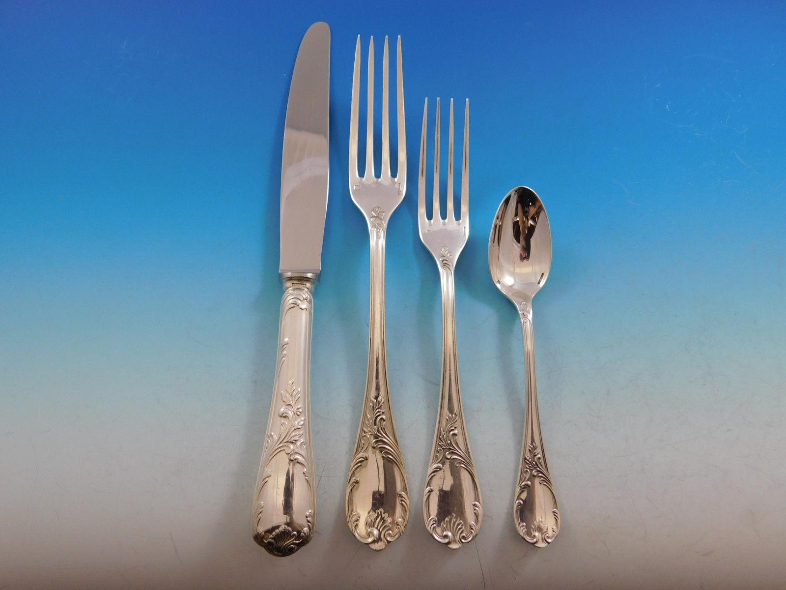 Marly by Christofle Silverplate Flatware Set Service for 12 Dinner 100 Pc France In Excellent Condition In Big Bend, WI