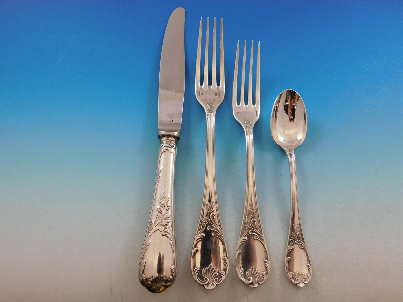 Marly by Christofle Silverplate Flatware Set Service for 12 Dinner 116 Pc France In Excellent Condition In Big Bend, WI