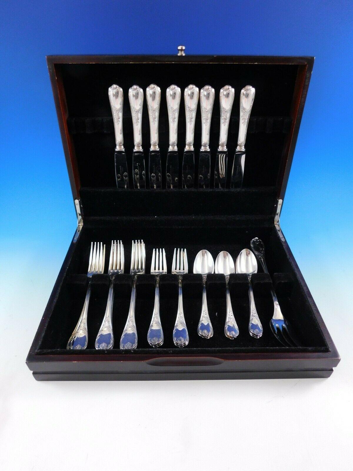 Marly by Christofle France silver plate flatware set, 33 pieces. This set includes:

8 regular knives, 9 1/4