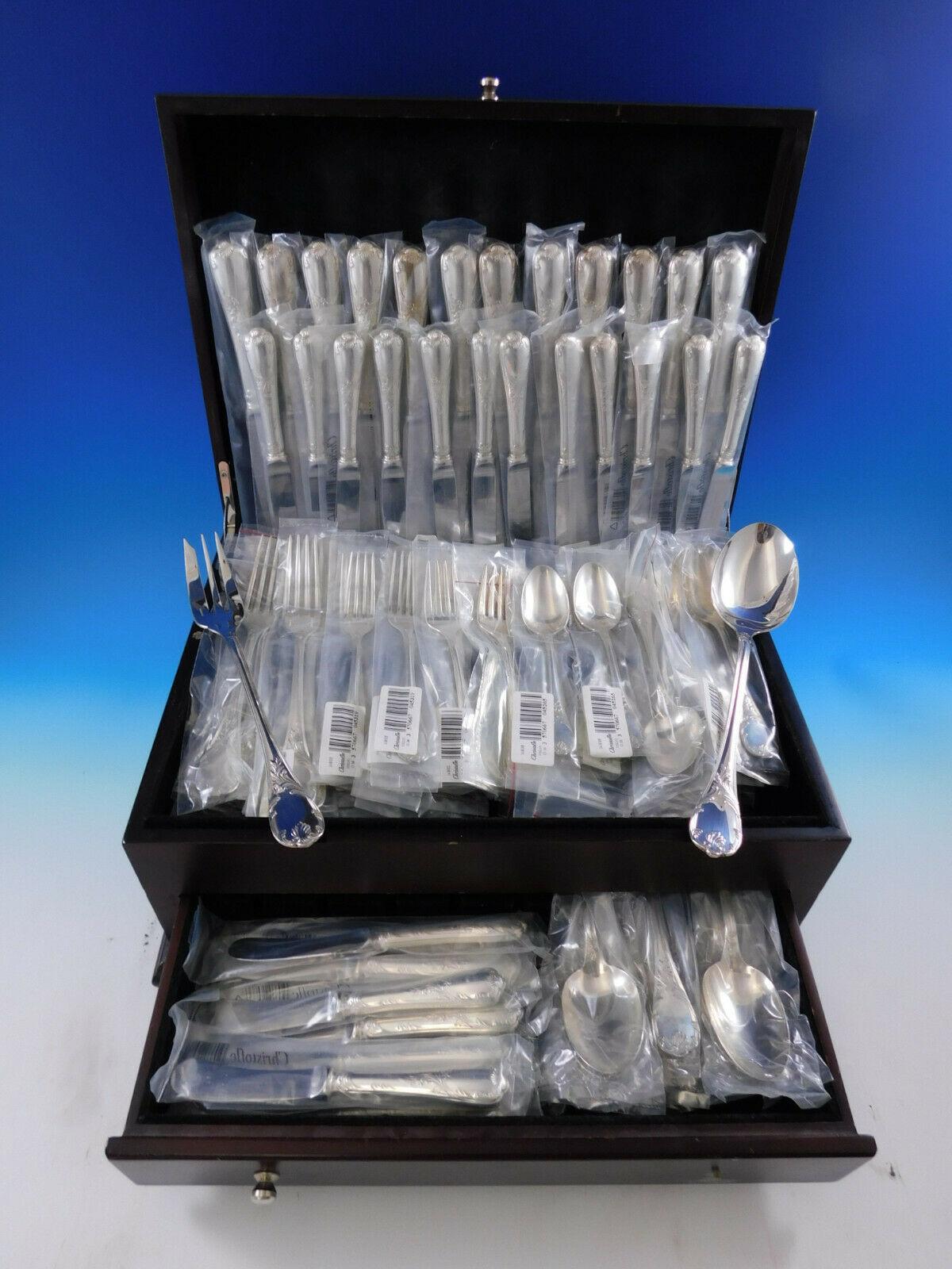 Monumental dinner size Marly by Christofle France silverplate flatware set, 110 pieces. This set includes:

12 dinner size knives, 9 3/4
