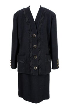 Marly's Black Wool Evening Suit Skirt Vintage 1980s