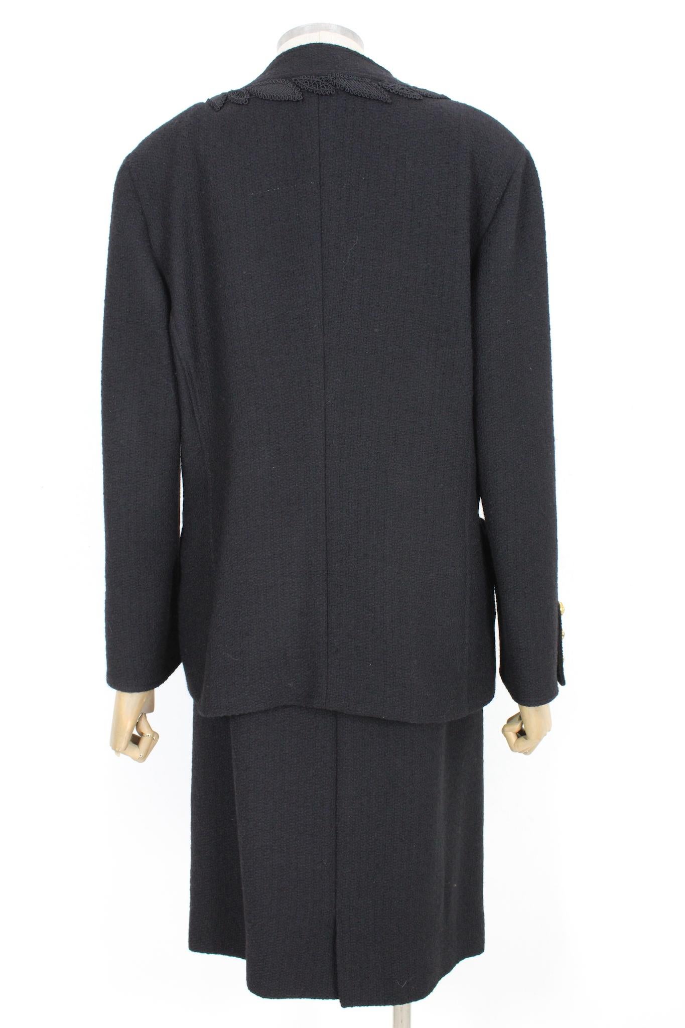 Marly's Falda de traje de noche de lana negra Vintage años 80 Black en venta