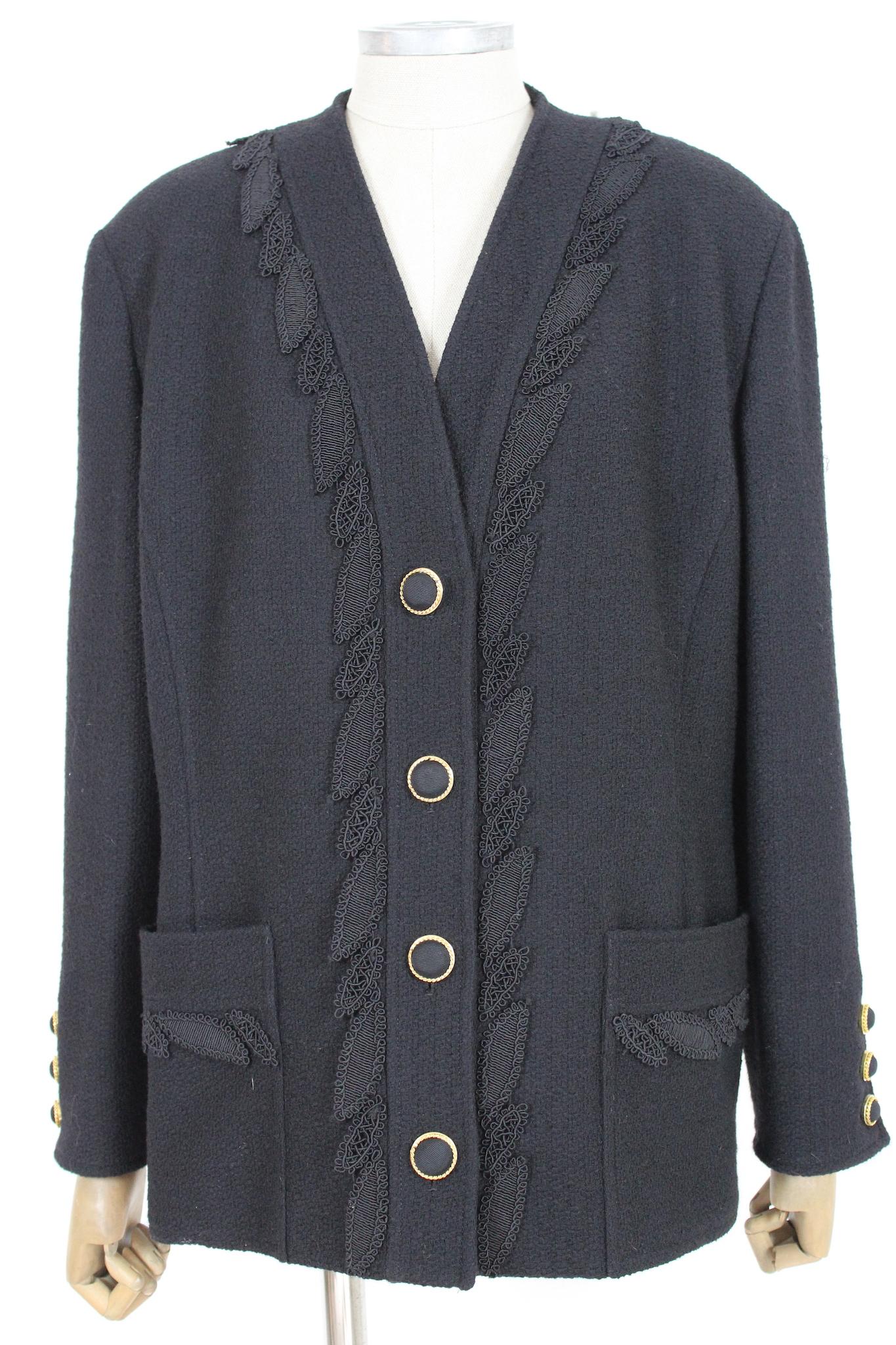 De las mujeres Marly's Falda de traje de noche de lana negra Vintage años 80 en venta