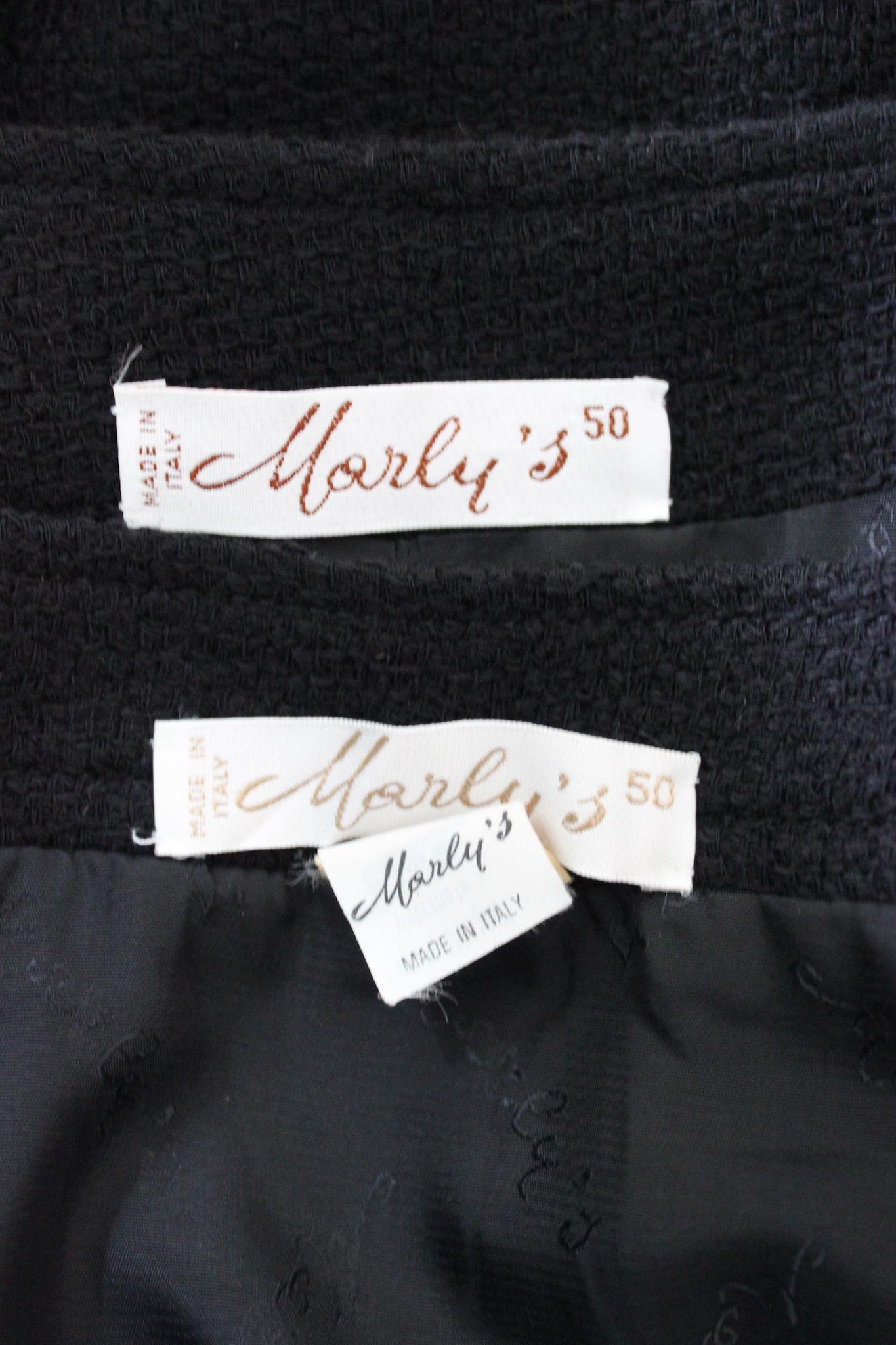 Marly's Falda de traje de noche de lana negra Vintage años 80 en venta 1