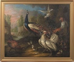 Cercle de Marmaduke Cradock, paon et chouette ornementale anglaise du 18ème siècle