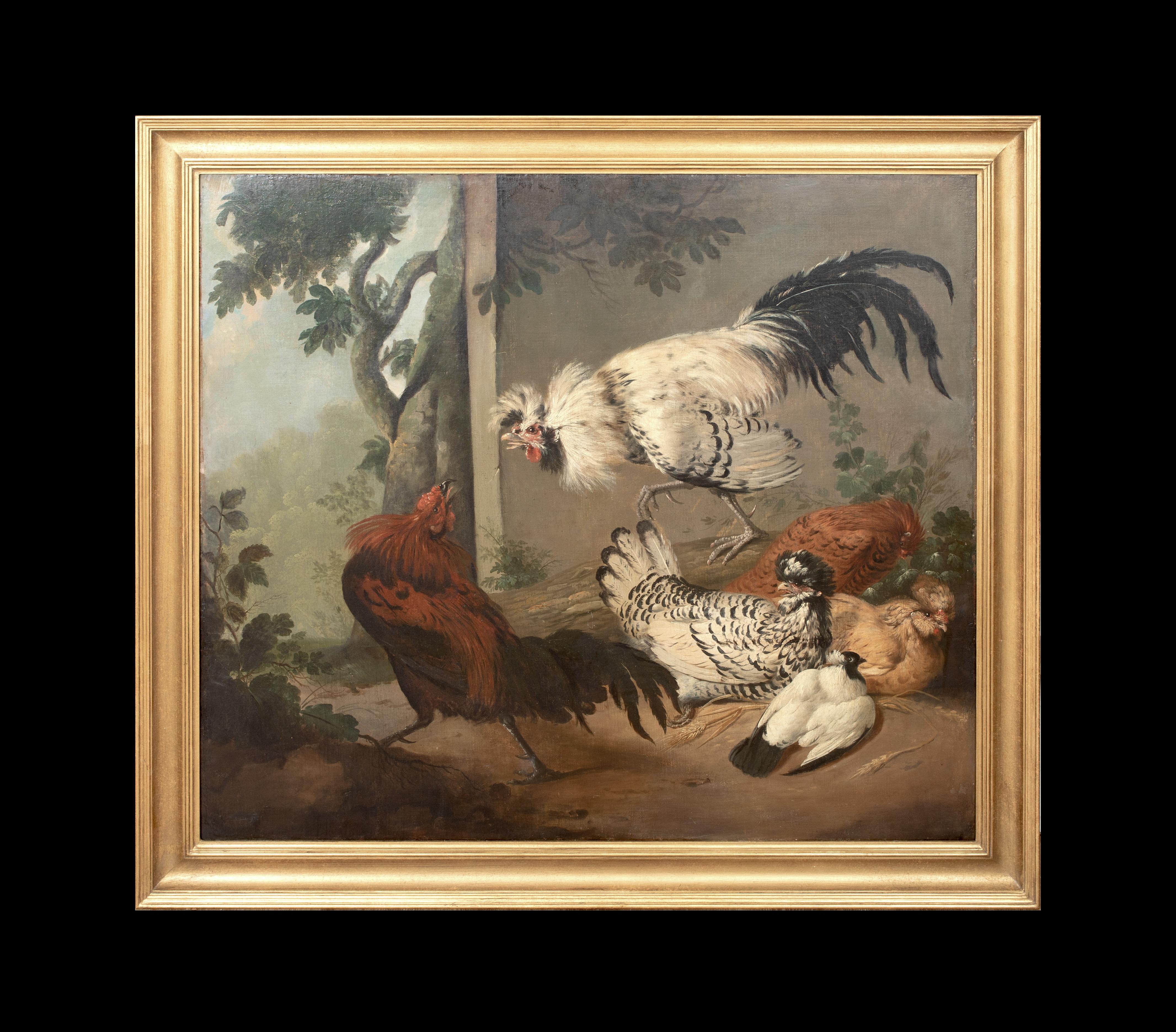 Fighting ornemental de hiboux, 18e siècle - Painting de Marmaduke Cradock