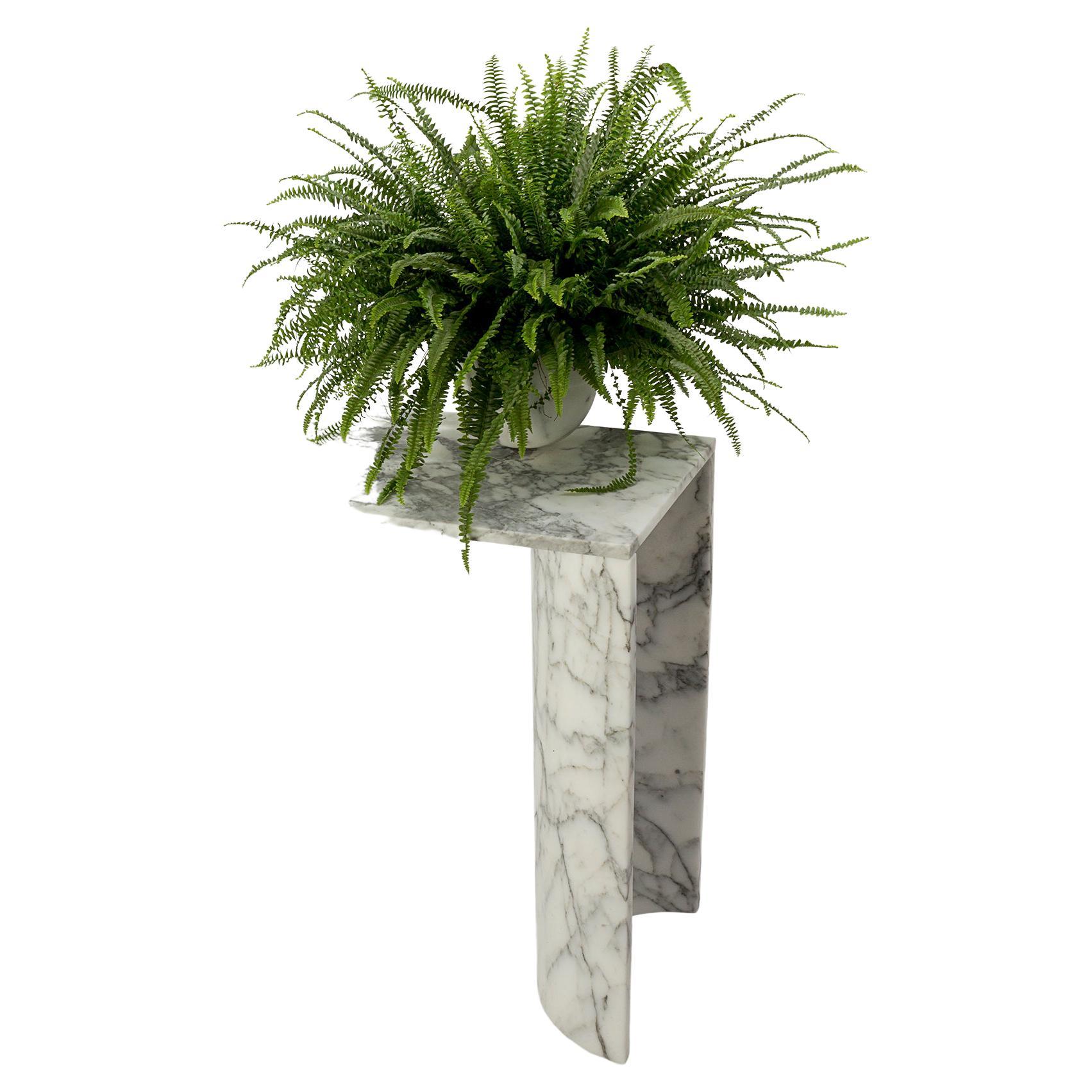 Marmo Domestico Alfredo Consolle in White Arabescato Marble, Matte Polished