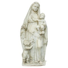 Vierge à l'Enfant en marbre avec Saint Jean 18e siècle École ligure