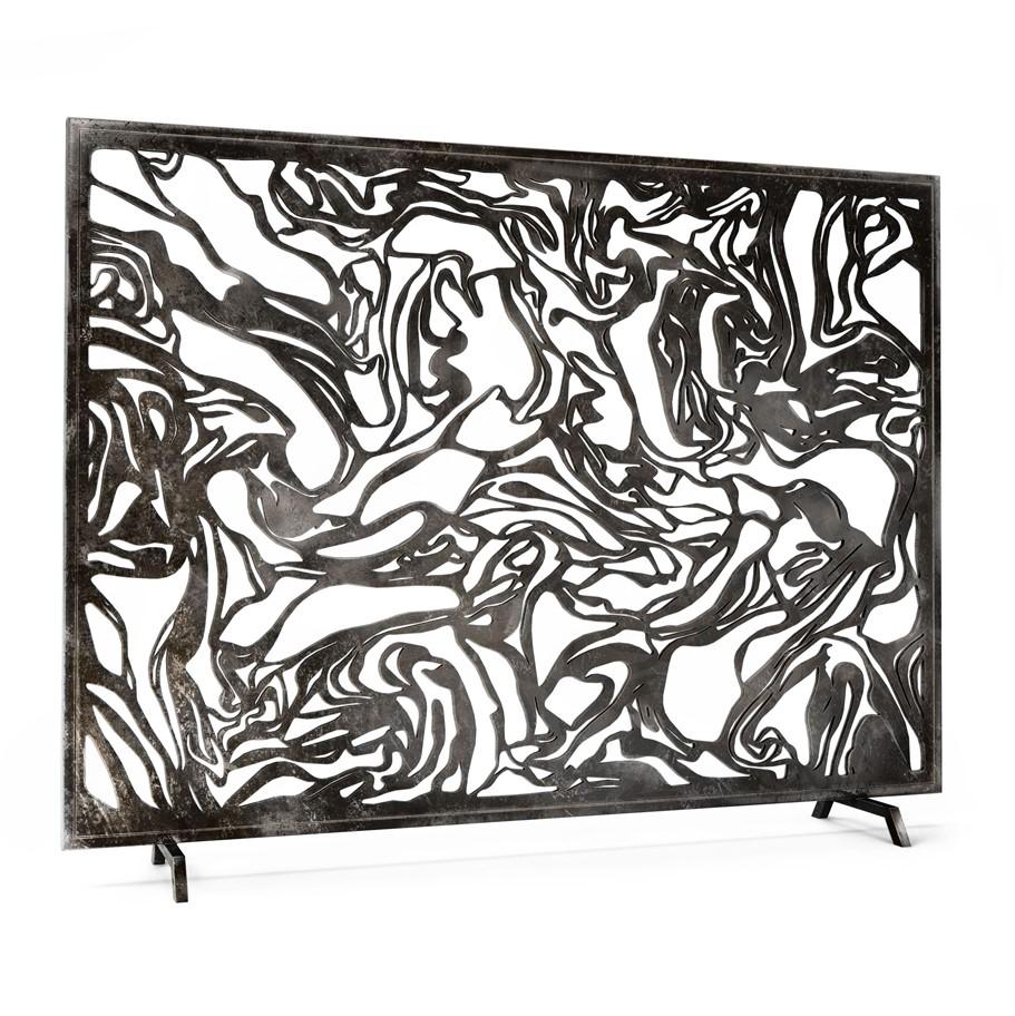 Marmol Fireplace Screen in Warm Black For Sale