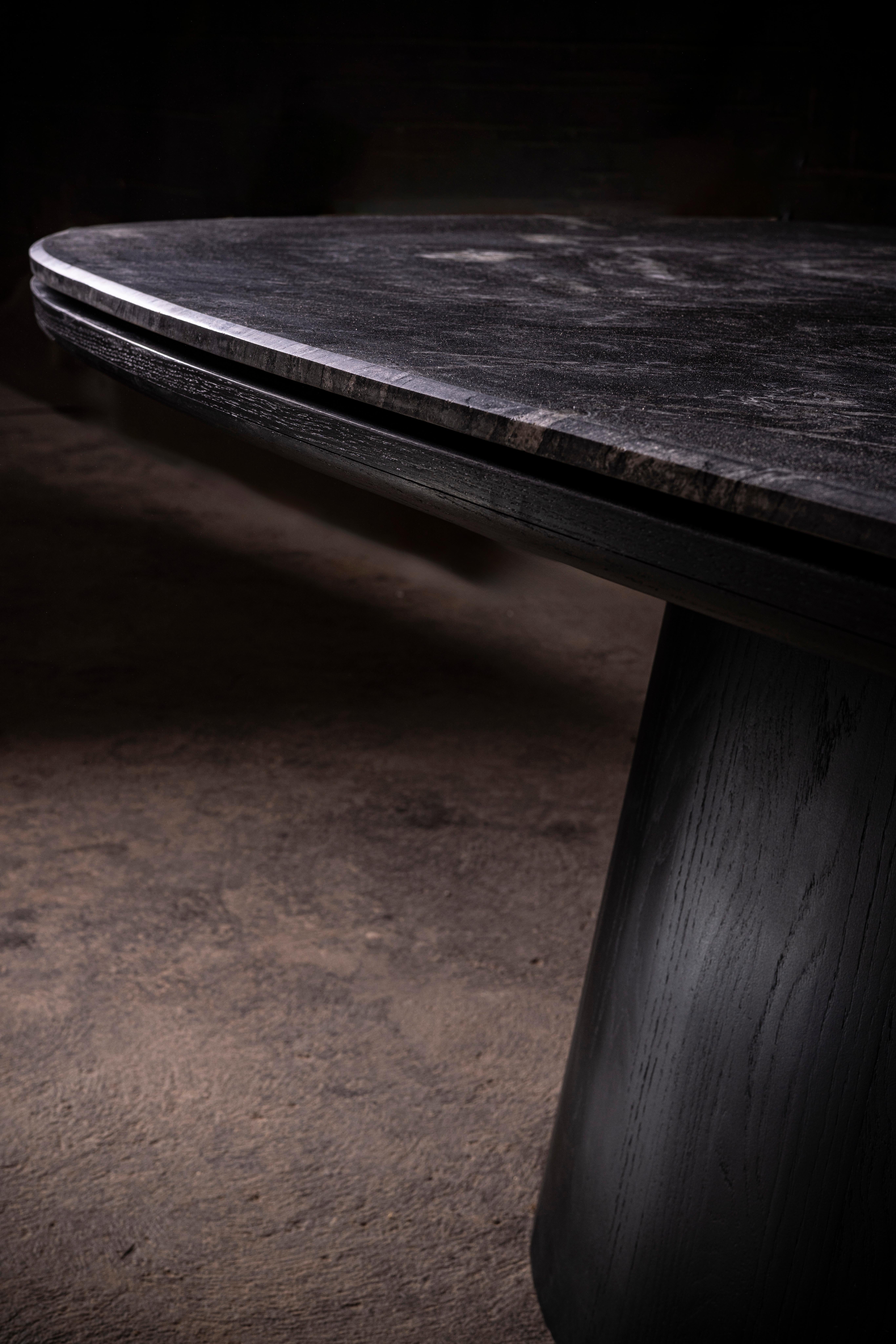 Hand-Crafted Marmol Negro Dining Table  For Sale
