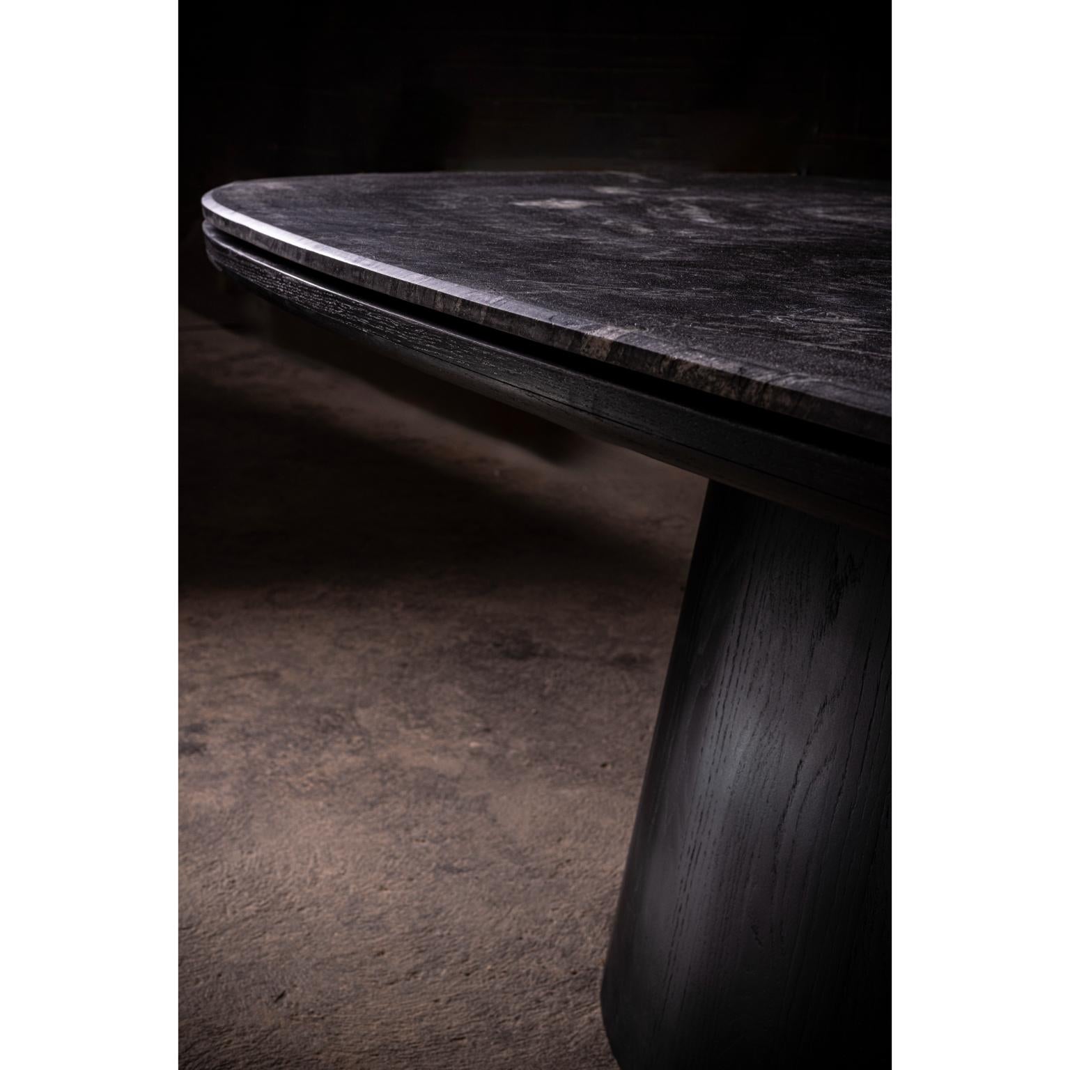Marbre Marmol Negro Dining Table in Black Oak & Antolini Quartzite by No Age Studio en vente