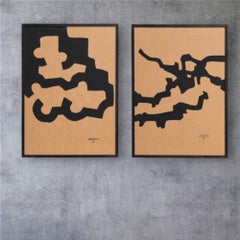 Láminas Mármol y Plomo de Eduardo Chillida, enmarcadas, postmodernas, años 90