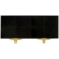Marmont Buffet in Lacquered Ebony and Matte Gold by Innova Luxuxy Group