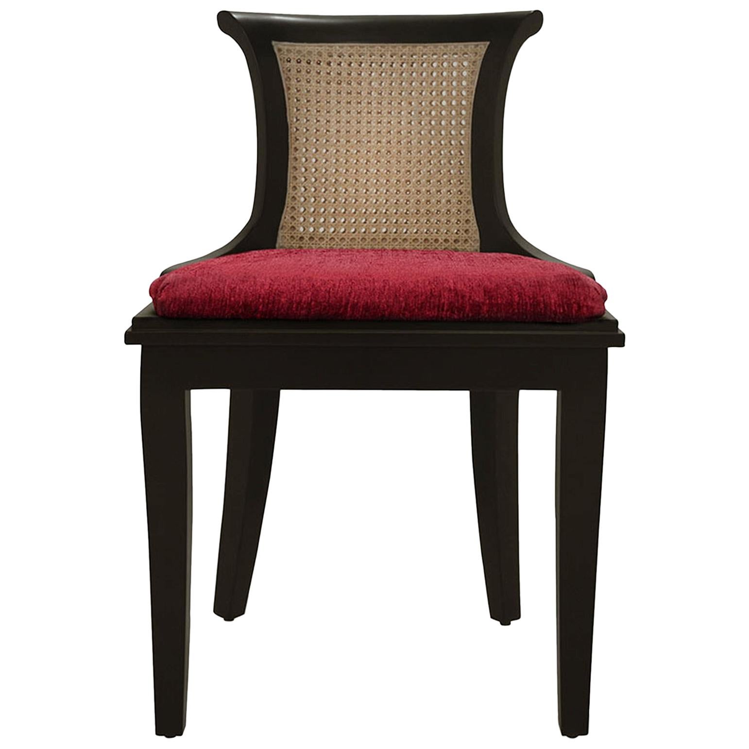 Marmont Game Table Chair in Ebony & Crimson by Innova Luxuxy Group For Sale