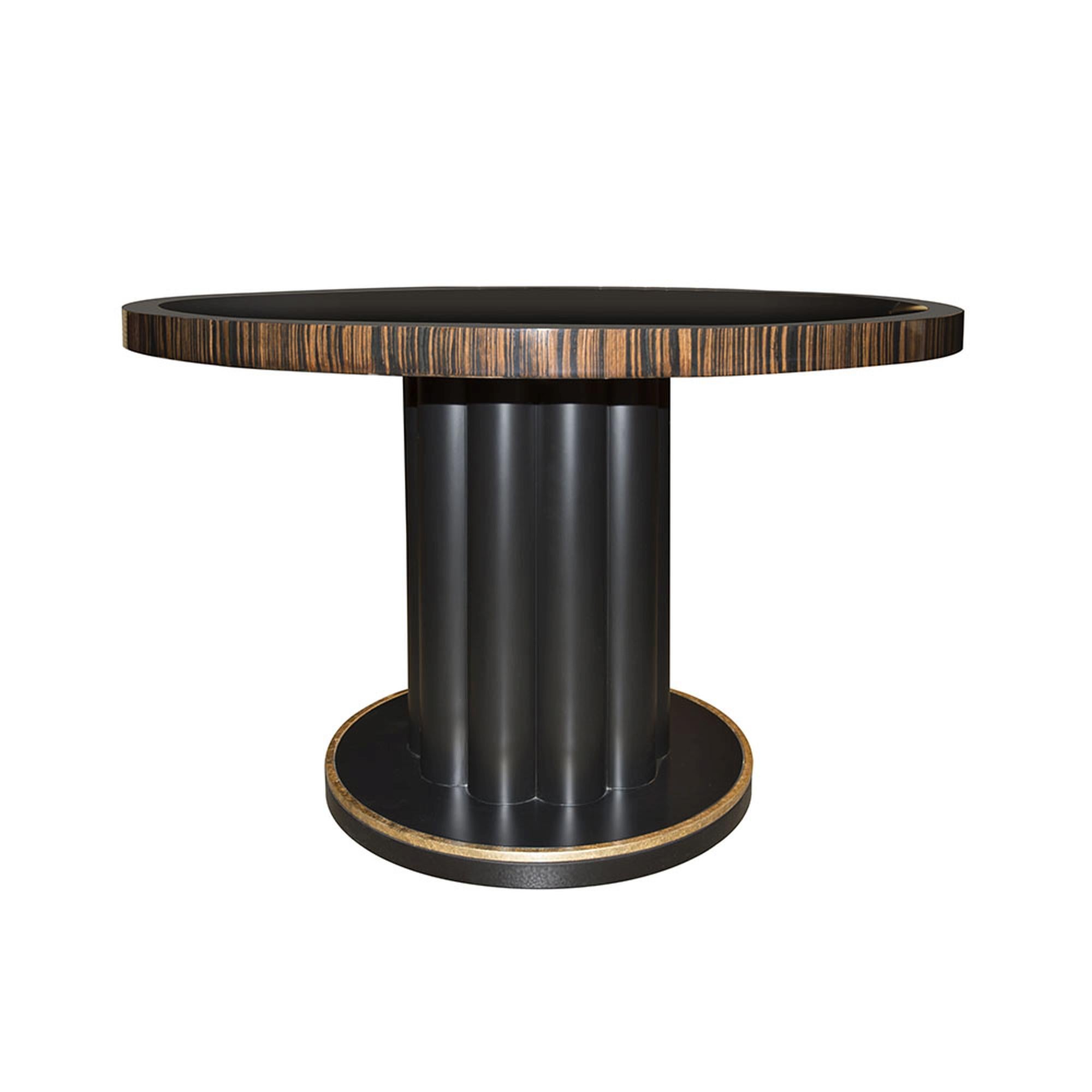 Marmont Game Table in Lacquered Ebony & Wood by Innova Luxuxy Group For Sale