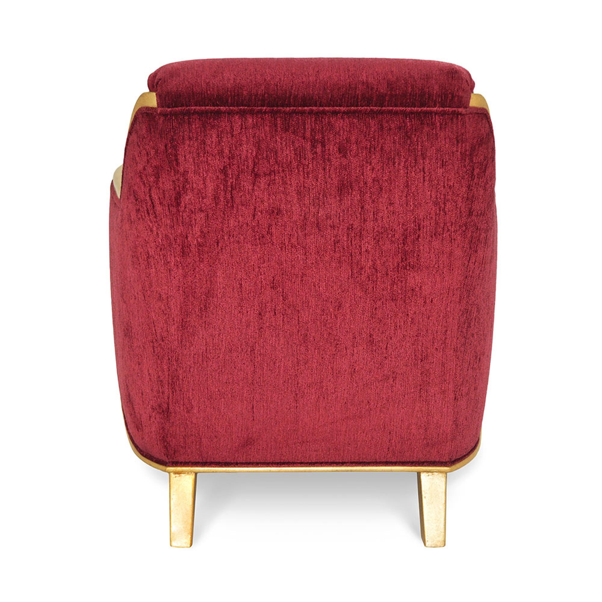 Modern Marmont Lounge Chair in Matte Gold & Crimson by Innova Luxuxy Group For Sale