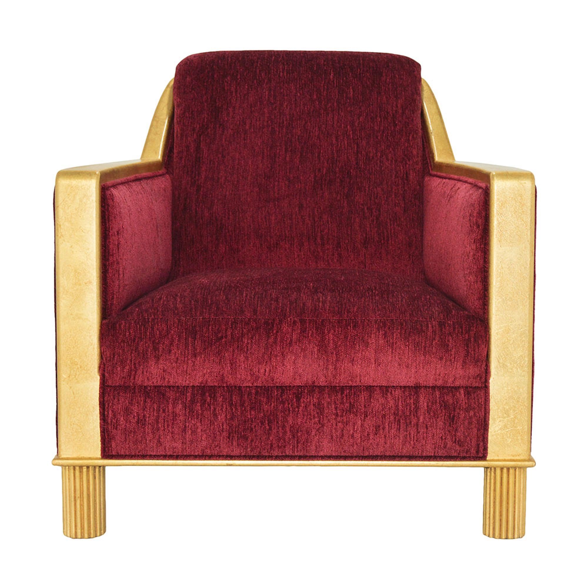 Marmont Lounge Chair in Matte Gold & Crimson by Innova Luxuxy Group For Sale